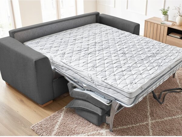 Divano grigio allungabile con rivestimento in velluto a coste 225 cm Augustin – Bobochic Paris