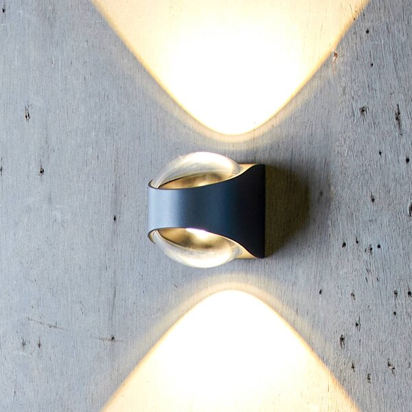 LOOM DESIGN Applique da esterni a LED Saga, Nero, Alluminio, Moderno, Applique LED da esterni