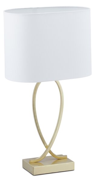 Lampada da tavolo Relaxdays, lampada da comodino con paralume in tessuto, A x L x P: 51 x 28 x 18 cm, E27, lampada da tavolo per soggiorno, oro/bianco