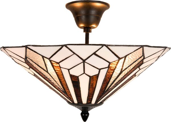 Clayre & Eef Lampada da soffitto Tiffany Ø 40x28 cm Metallo Bianco Marrone
