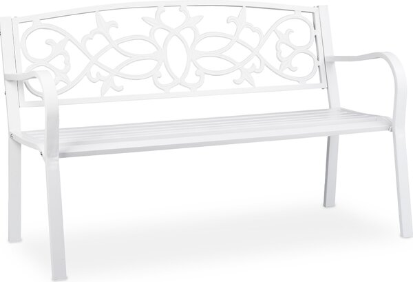 Panca da giardino relaxdays 10036721_0 metallo bianco 124,5 cm