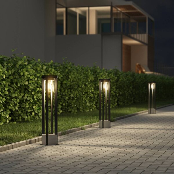 Lampioncino da giardino Overa Lucande, dimmerabile, Alluminio / Grigio / Zincato, Alluminio, Moderno, Lampada da esterni