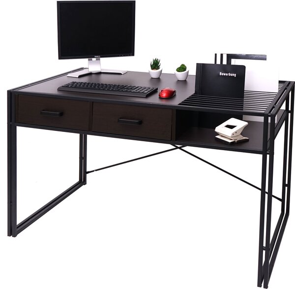 Scrivania MCW-H91, scrivania da ufficio e da computer, stile industriale 76x120x70 cm ~ marrone scuro