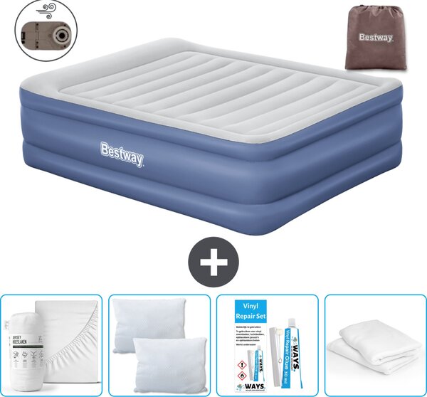Materasso gonfiabile Bestway - 2 persone - 152 x 203 x 61 cm - Grigio/Blu - Accessori inclusi