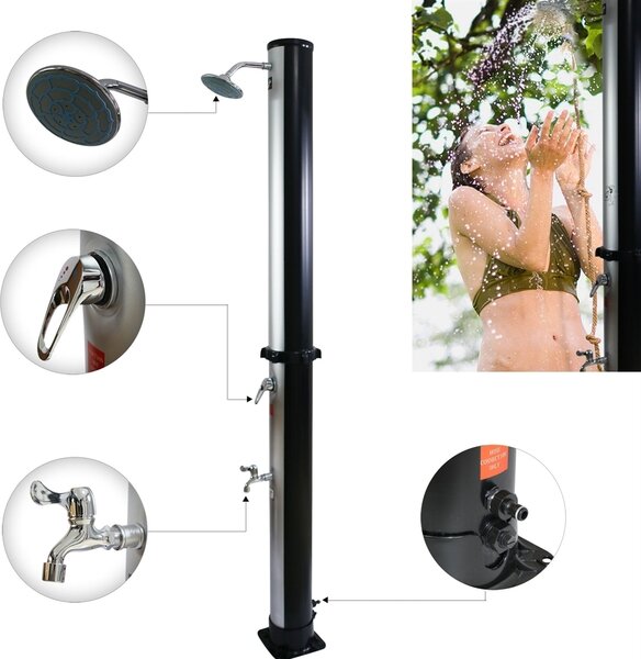 Mucola doccia solare doccia da giardino doccia da piscina doccia da esterno doccia da campeggio doccia a pioggia doccia a pedale doccia da piscina - 20L argento