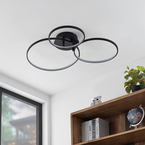 Plafoniera a LED Rayk Lindby, dimmerabile, Nero, Soggiorno / Sala da pranzo, Moderno, Plafoniera LED
