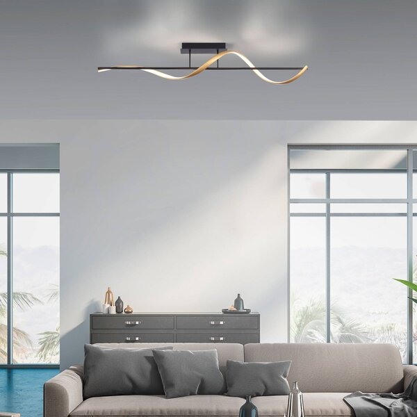 Q-Smart-Home Plafoniera smart Q-Swing, dimmerabile, Nero, Soggiorno / Sala da pranzo, Alluminio, Moderno