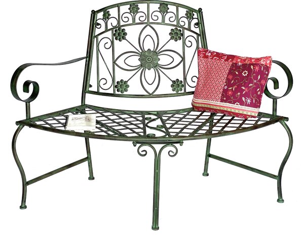 DanDiBo Panchina semicircolare in metallo resistente alle intemperie verde 130 cm Panchina per albero 96009 Panchina da giardino Panchina per parco Panchina in ferro