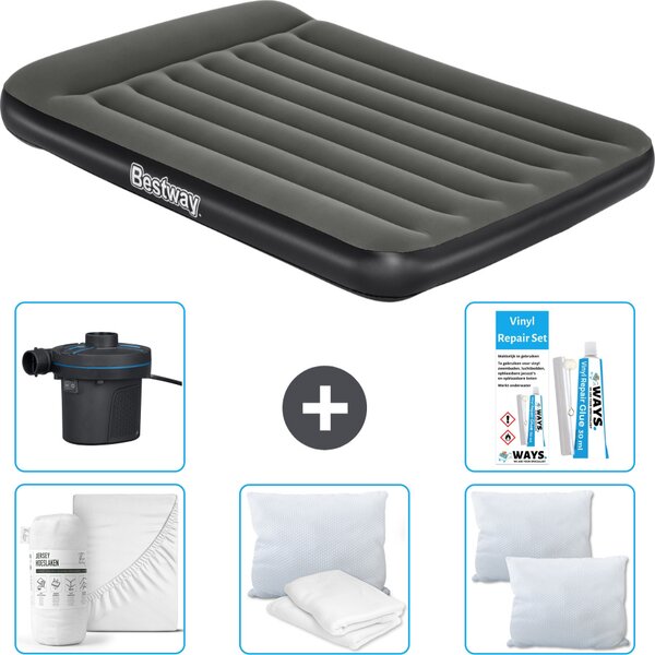 Materasso gonfiabile Bestway - Letto alla francese - 137 x 191 x 30 cm - Verde - Accessori inclusi