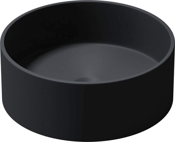 Doporro Lavabo da Appoggio, Lavandino Bagno 40x40x15cm, Lavabo Tondo da Minerale Fuso Colossum804, Antracite Opaco