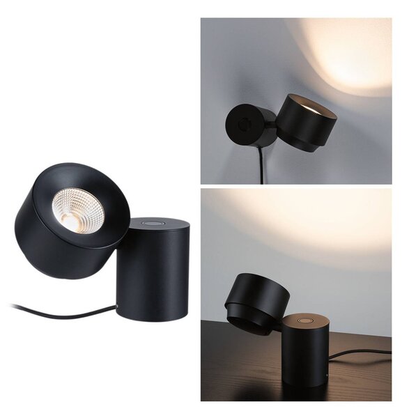 Paulmann Lampada da tavolo a LED Puric Pane I, dimmerabile, Nero, Soggiorno / Sala da pranzo, Metallo, Moderno, Lampada da tavolo LED