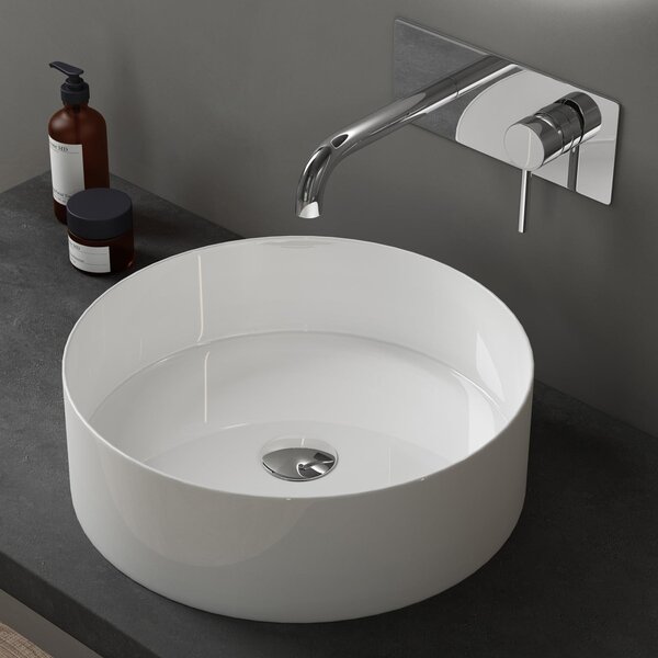 Doporro Lavabo da Appoggio 40x40x13cm, Lavandino Bagno Br¹ssel203 in Vetroceramica con Nano Rivestimenti inclusi, Bianco