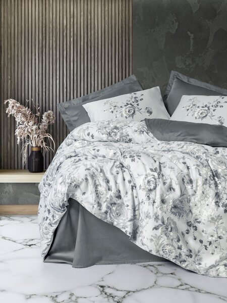 L'Essentiel Linge de Maison, Set copripiumino Satin King (FR), Moale - Grigio, 100 % cotone sateen, grigio, 240 x 220 cm