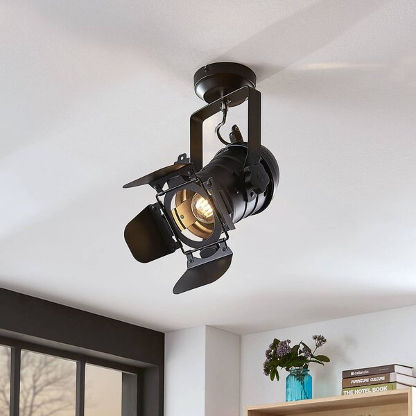 Plafoniera soffitto Tilen Lindby, dimmerabile, Nero, Soggiorno / Sala da pranzo, Metallo, Plafoniera