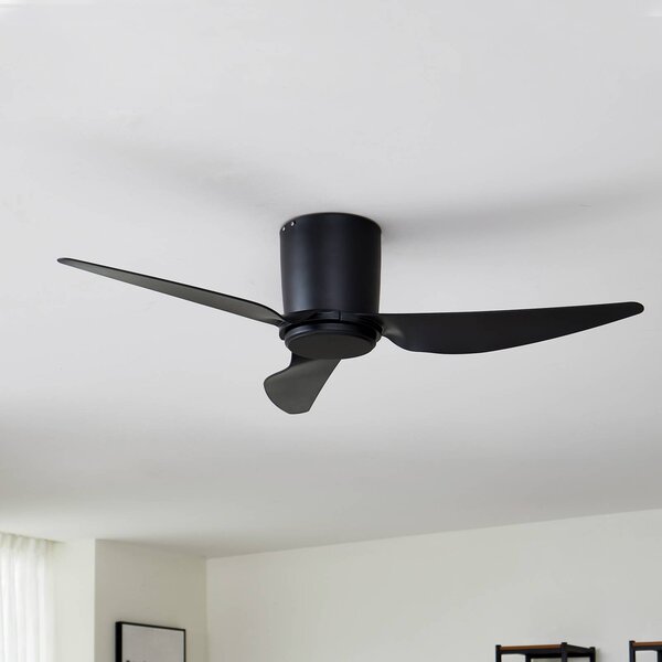 Ventilatore da soffitto Lindby Aulo, nero, DC, silenzioso, Ø 123 cm Aulo, Nero, Soggiorno / Sala da pranzo, Metallo, Moderno