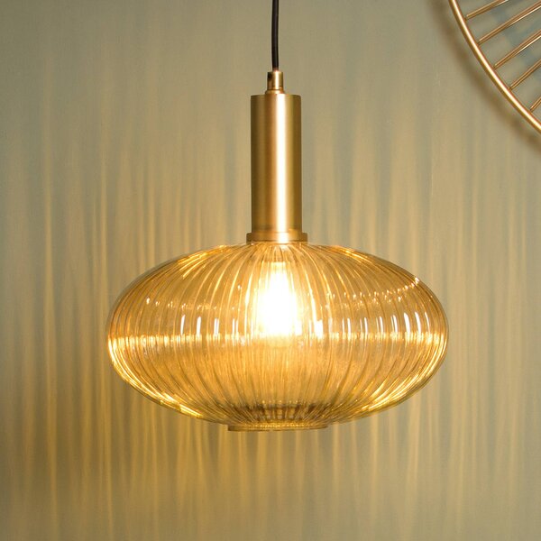 Lucide Lampada a sospensione vetro Maloto, Ø 30 cm, ambra dimmerabile, Crema / Ambra, Soggiorno / Sala da pranzo, Vetro