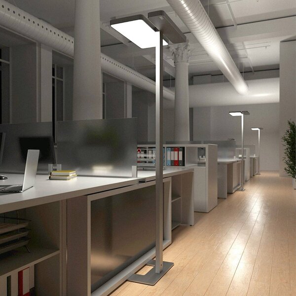 Lampada da terra per ufficio Arcchio LED Aila, argento, sensore di luce diurna Aila Arcchio, dimmerabile, Alluminio / Grigio / Zincato, Studio / Ufficio, Alluminio, Moderno
