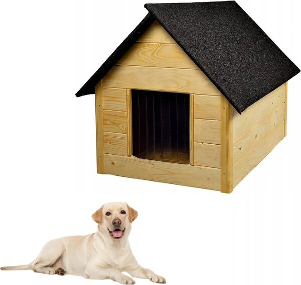 QLS cuccia in legno per cani 101x69 cm isolata in legno naturale resistente all'inverno per esterni 10985