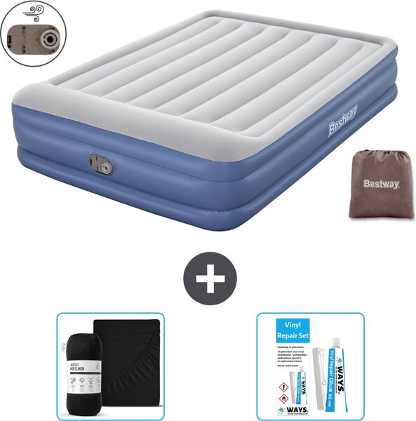Materasso gonfiabile Bestway - 2 persone - 152 x 203 x 46 cm - Grigio/Blu - Accessori inclusi