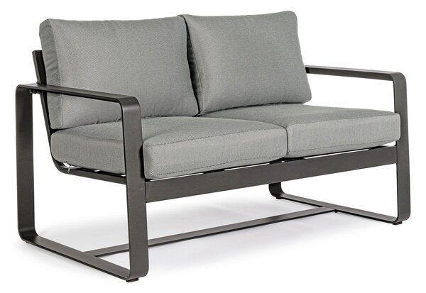 Divano da Giardino 2 Posti 134x78x84h cm in Alluminio e PP Merrigan Antracite