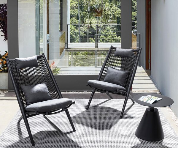 Tavolino da Esterno Ø50x49,5 cm in Alluminio Aloha Nero