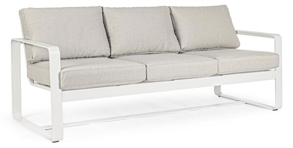 Divano da Giardino 3 Posti 194x78x84h cm in Alluminio e PP Merrigan Bianco