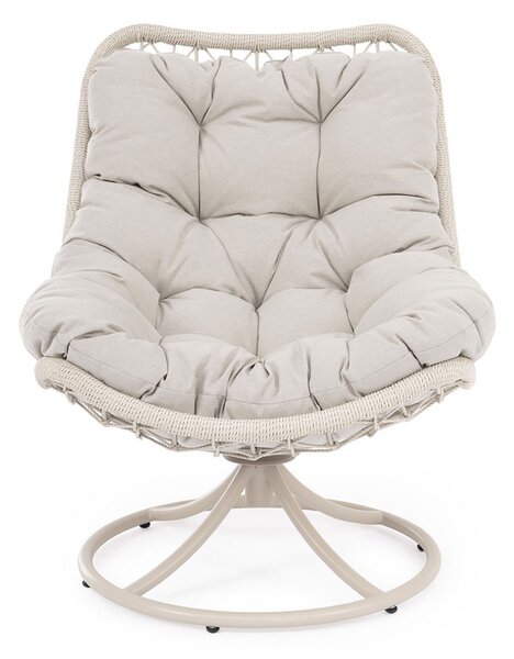 Poltrona Girevole da Esterno con Cuscini 72x83x90h cm in Acciaio e Fibra Sintetica Azores Light