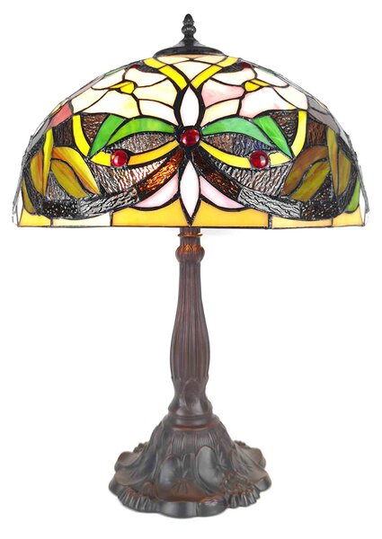 Lampada da tavolo Tiffany Clayre & Eef Ø 41x58 cm Fiori in poliresina verde beige