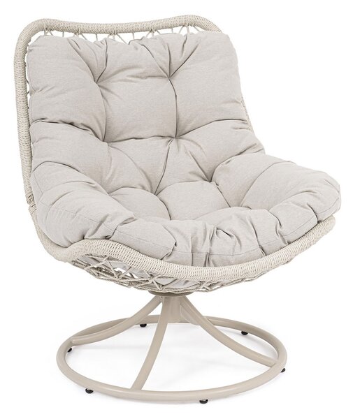 Poltrona Girevole da Esterno con Cuscini 72x83x90h cm in Acciaio e Fibra Sintetica Azores Light