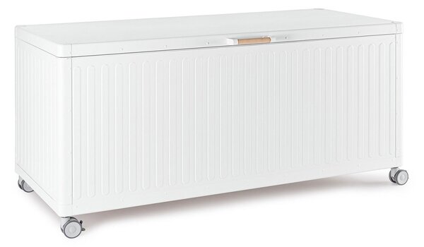 Baule Contenitore da Esterno 164,8x72x70h cm Apertura Facile e Ruote in Alluminio Ocean M Bianco