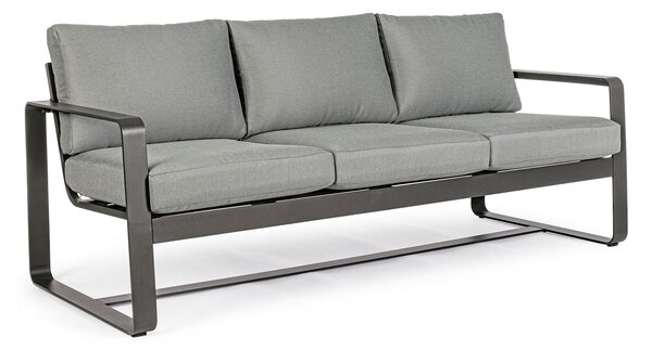 Divano da Giardino 3 Posti 194x78x84h cm in Alluminio e PP Merrigan Antracite