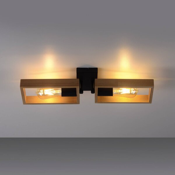 JUST LIGHT. GmbH Plafoniera soffitto Frame, dimmerabile, Legno chiaro, Soggiorno / Sala da pranzo, Legno, Plafoniera