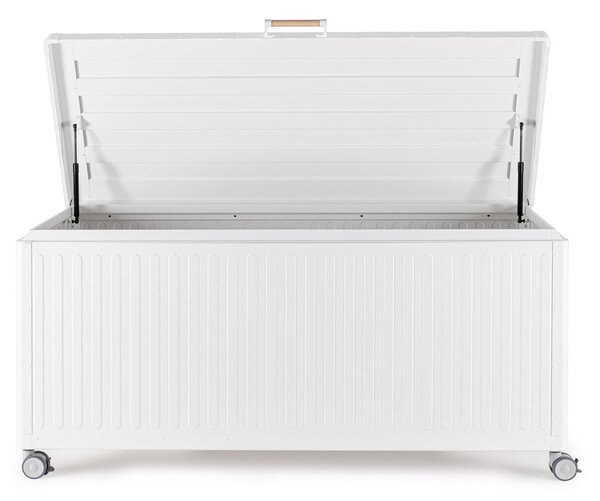 Baule Contenitore da Esterno 164,8x72x70h cm Apertura Facile e Ruote in Alluminio Ocean M Bianco