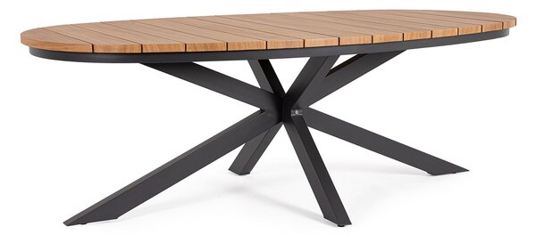Tavolo da Esterno 218x115x75h cm in Alluminio Zelmar Naturale e Antracite