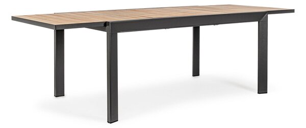 Tavolo Allungabile da Esterno 160-240x100x75h cm in Alluminio Belmar Naturale e Antracite