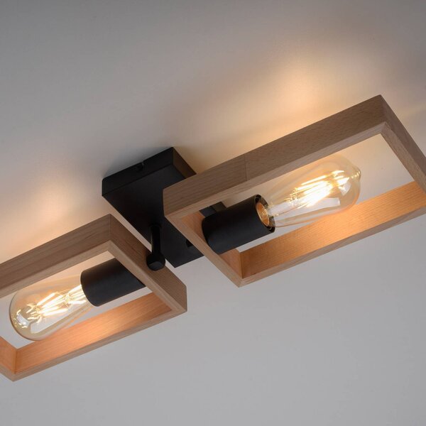 JUST LIGHT. GmbH Plafoniera soffitto Frame, dimmerabile, Legno chiaro, Soggiorno / Sala da pranzo, Legno, Plafoniera