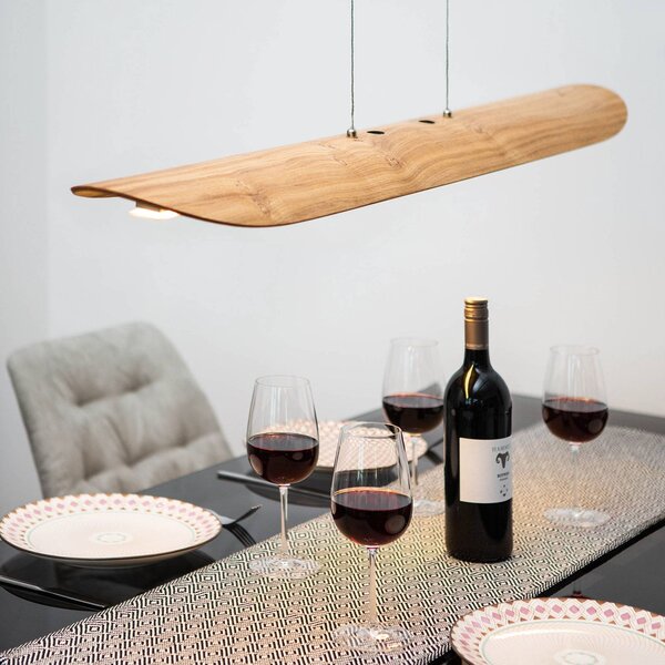 Elobra Lampada a sospensione Colombia, dimmerabile, Legno chiaro, Soggiorno / Sala da pranzo, Legno, Moderno, Lampada a sospensione