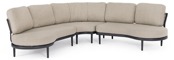 Set 3 Pezzi Salotto Angolare da Giardino con Cuscini in Alluminio e PP Helios Antracite