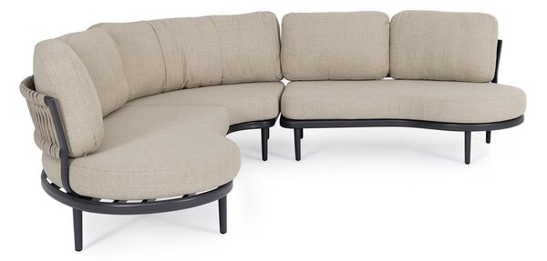 Set 3 Pezzi Salotto Angolare da Giardino con Cuscini in Alluminio e PP Helios Antracite