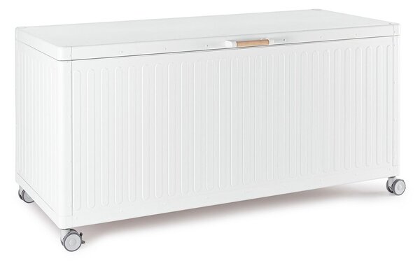 Baule Contenitore da Esterno 141,6x72x70h cm Apertura Facile e Ruote in Alluminio Ocean S Bianco