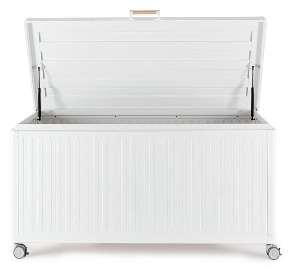 Baule Contenitore da Esterno 141,6x72x70h cm Apertura Facile e Ruote in Alluminio Ocean S Bianco