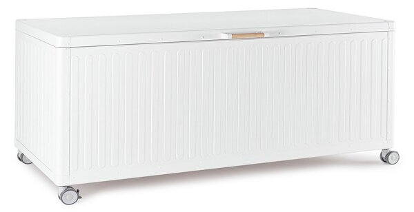 Baule Contenitore da Esterno 182x89,4x70h cm Apertura Facile e Ruote in Alluminio Ocean L Bianco