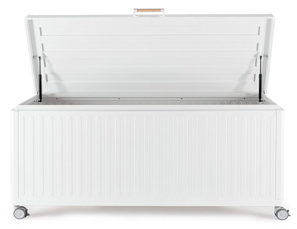 Baule Contenitore da Esterno 182x89,4x70h cm Apertura Facile e Ruote in Alluminio Ocean L Bianco