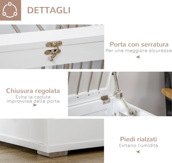 PawHut Casetta per Cani Taglia Media con 2 Porte Bloccabili, Gabbia in Acciaio e MDF, 80x50x56.5 cm, Bianco