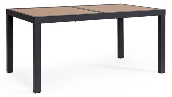 Tavolo Allungabile da Esterno 160-240x90x75h cm in Alluminio e Polywood Hilija Naturale e Antracite