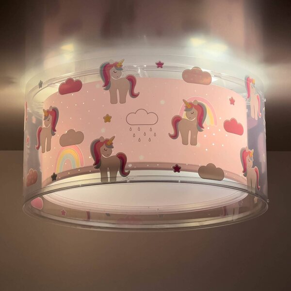 Dalber Plafoniera UNICORNS, dimmerabile, Violetto / Fucsia / Rosa, Cameretta, Plastica, Plafoniera