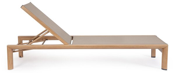 Lettino Prendisole da Esterno 74x200x98-32h cm Schienale a 4 Posizioni in Alluminio e Textilene Skipper Naturale