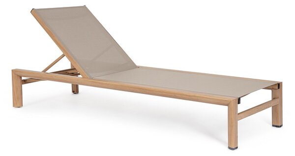 Lettino Prendisole da Esterno 74x200x98-32h cm Schienale a 4 Posizioni in Alluminio e Textilene Skipper Naturale