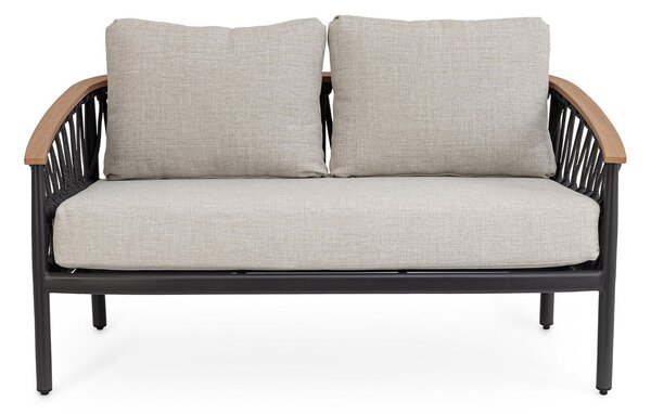 Divano da Giardino 2 Posti con Cuscini 140x75x85h cm in Alluminio e PP Fenix Antracite