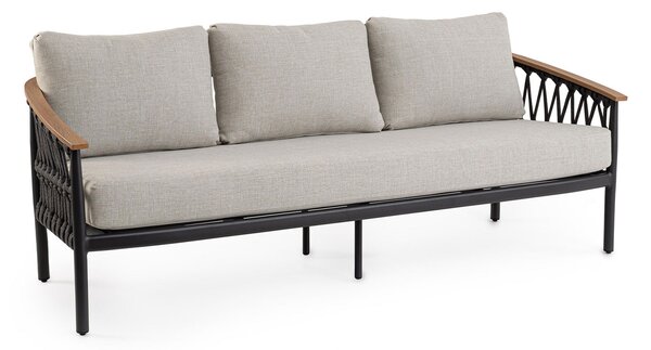 Divano da Giardino 3 Posti con Cuscini 205x75x85h cm in Alluminio e PP Fenix Antracite